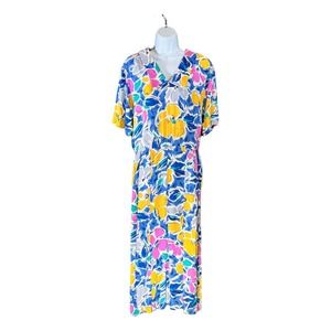 Vintage Eklektic Jackie Bernard Maxi Dress Women’s Size 7/8 Floral 80’s Pockets